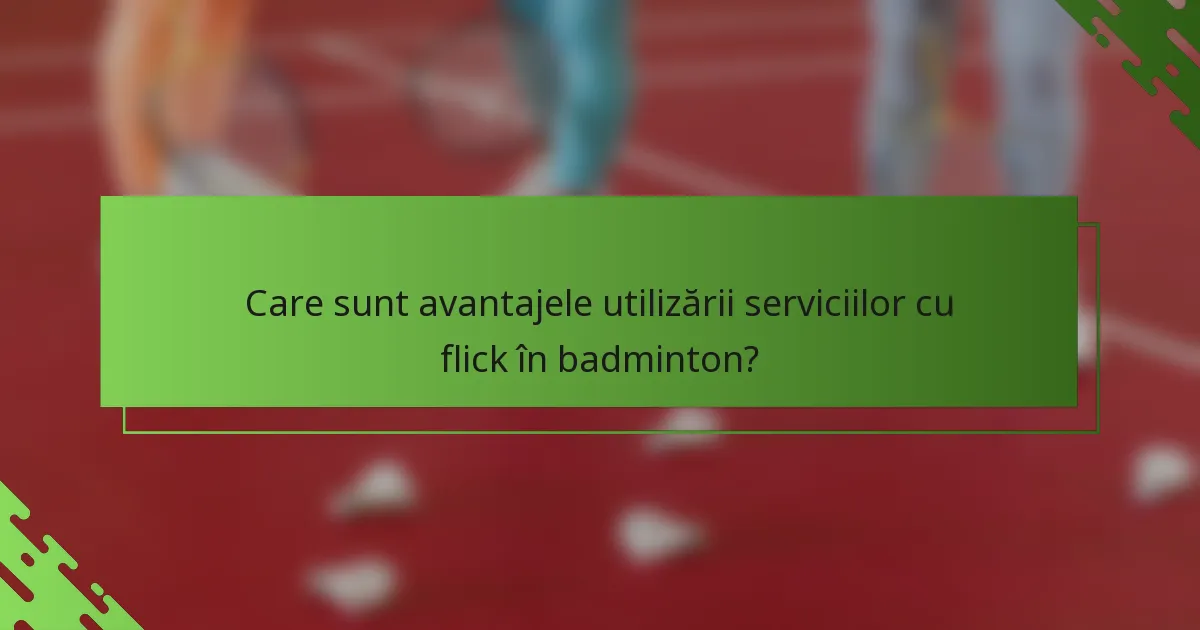 Care sunt avantajele utilizării serviciilor cu flick în badminton?
