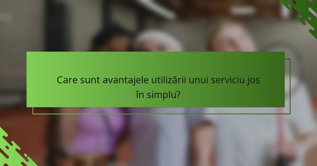 Care sunt avantajele utilizării unui serviciu jos în simplu?