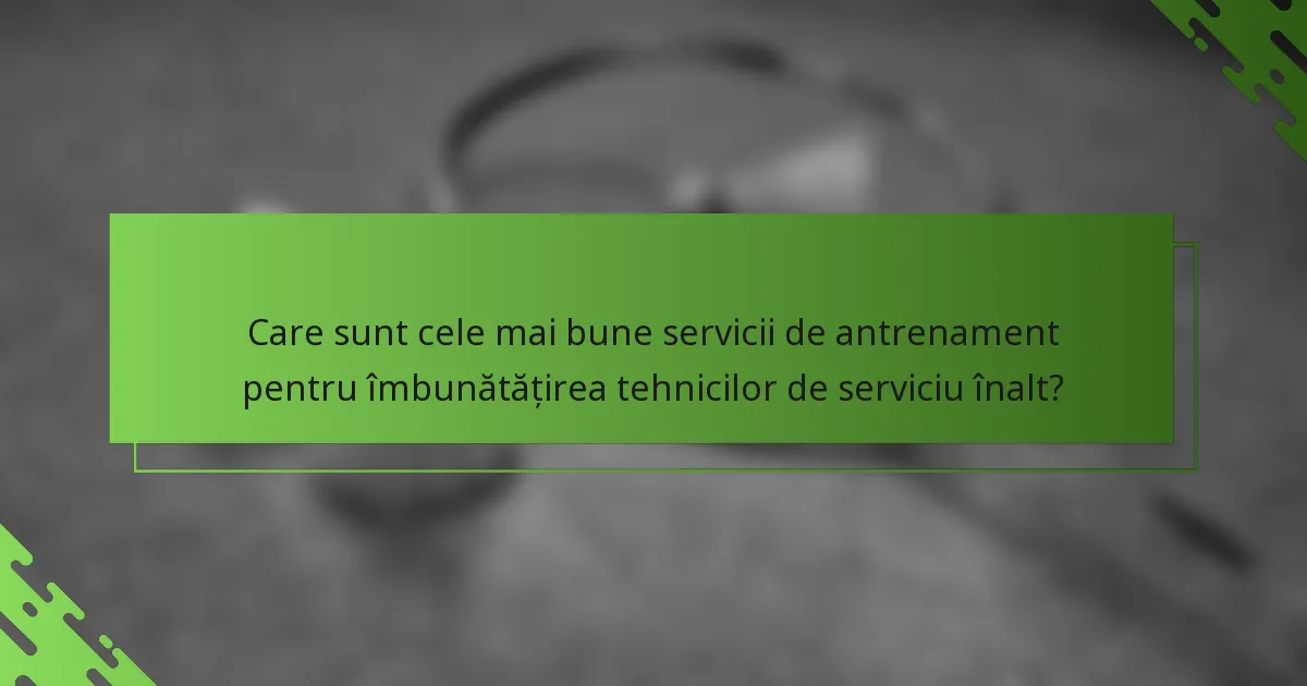 Care sunt cele mai bune servicii de antrenament pentru îmbunătățirea tehnicilor de serviciu înalt?
