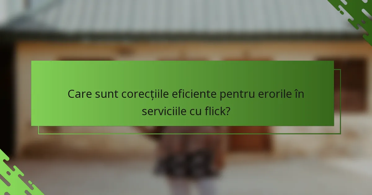 Care sunt corecțiile eficiente pentru erorile în serviciile cu flick?