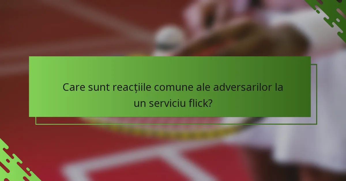 Care sunt reacțiile comune ale adversarilor la un serviciu flick?
