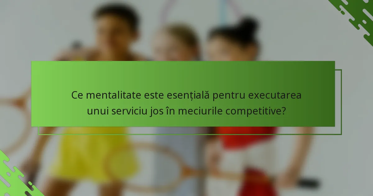 Ce mentalitate este esențială pentru executarea unui serviciu jos în meciurile competitive?