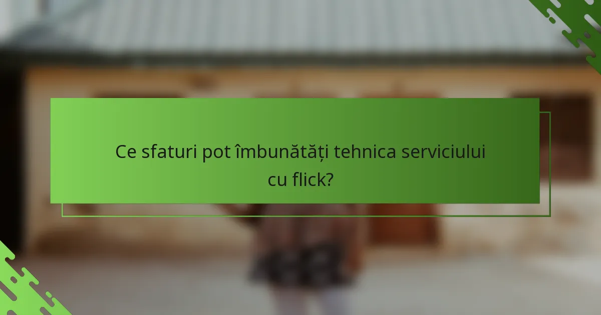 Ce sfaturi pot îmbunătăți tehnica serviciului cu flick?