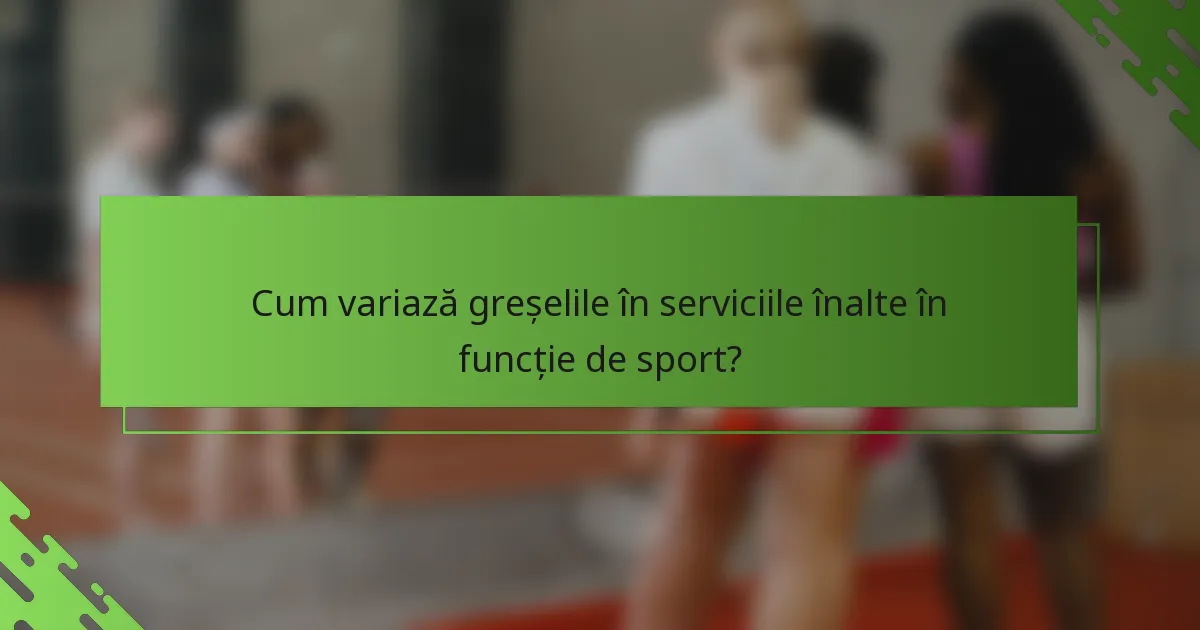 Cum variază greșelile în serviciile înalte în funcție de sport?